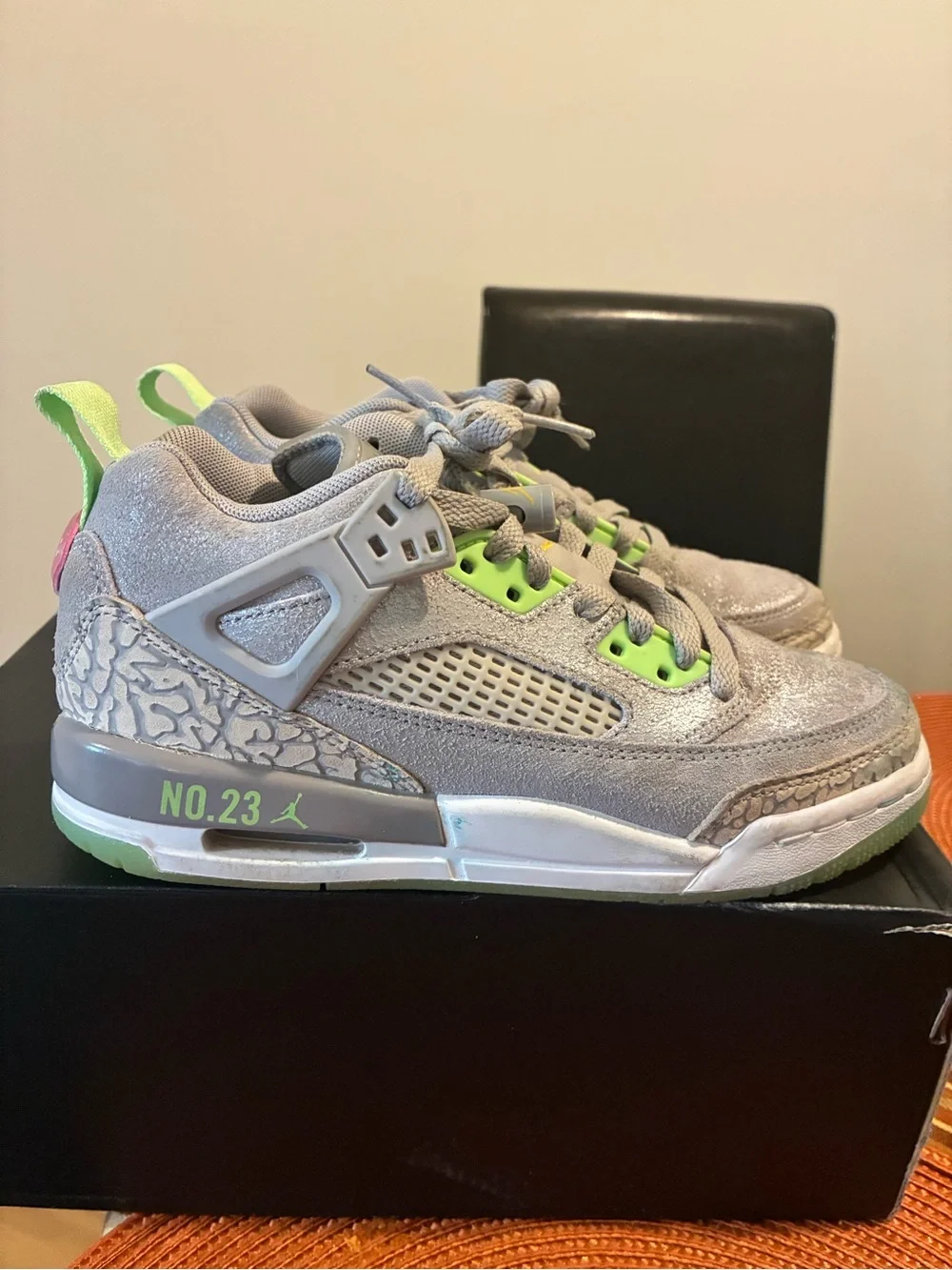 Nike Kids' Gray Sneakers with Neon Green Accents